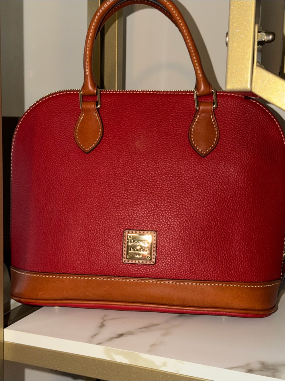 Dooney & Bourke Pebble Grain Zip Zip Satchel Dome Bag - Red